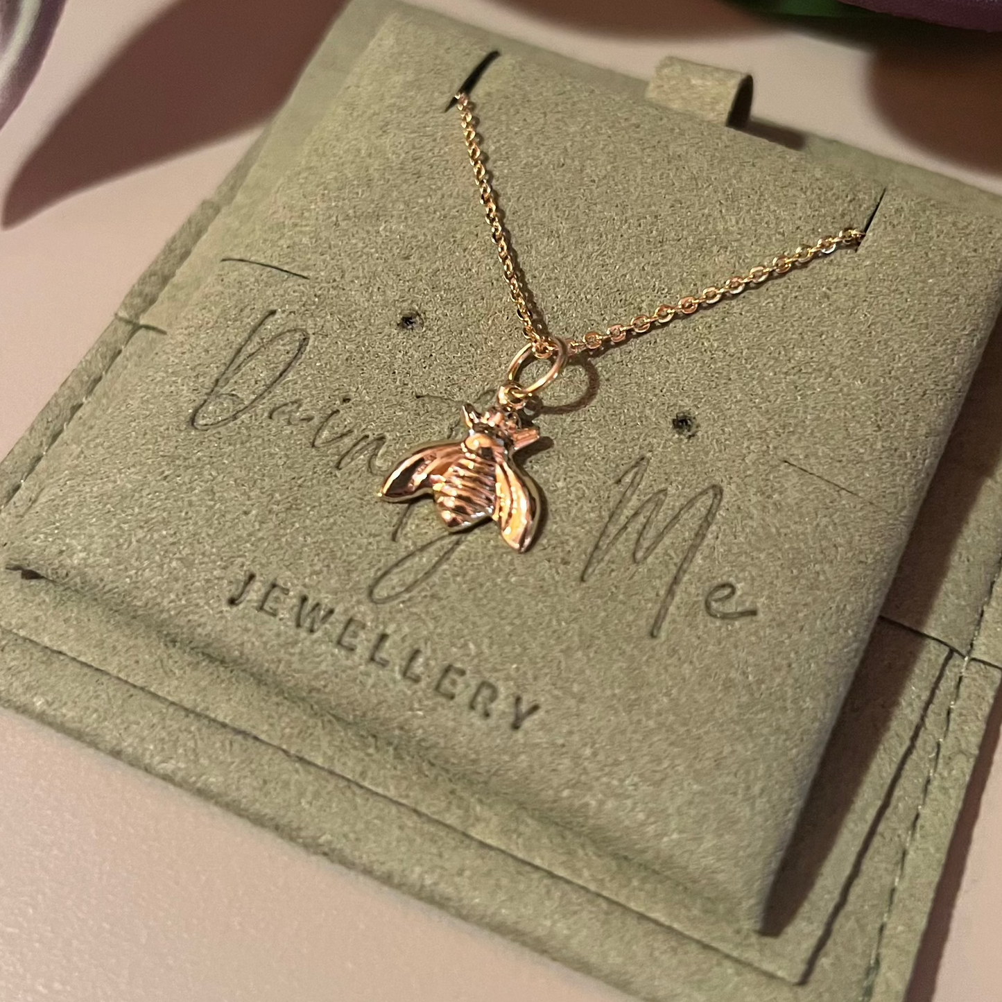18k Gold Plated 18inch Necklace with 18k Gold Plated Bee Pendant