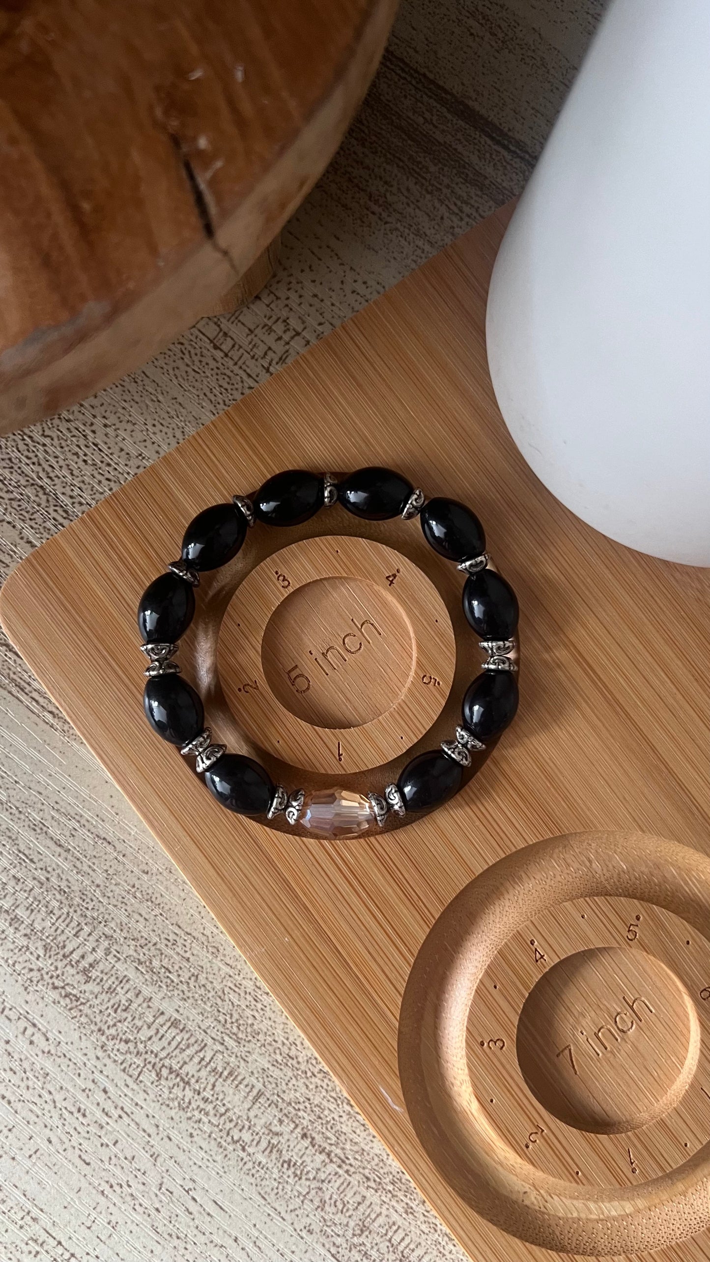5 inch Beaded Bracelet - Black