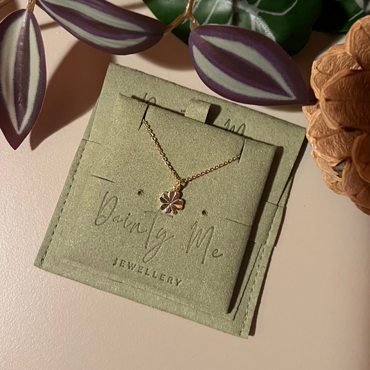 18k Gold Plated 18inch Necklace with 18k Gold Plated 4 Leaf Clover Pendant