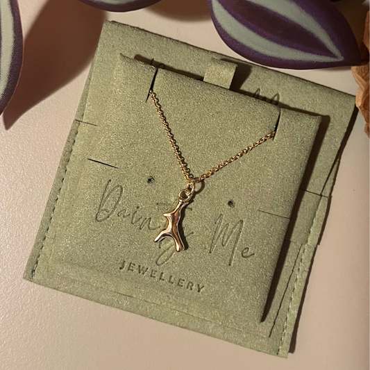 18k Gold Plated 18inch Necklace with 18k Gold Plated Antler Pendant