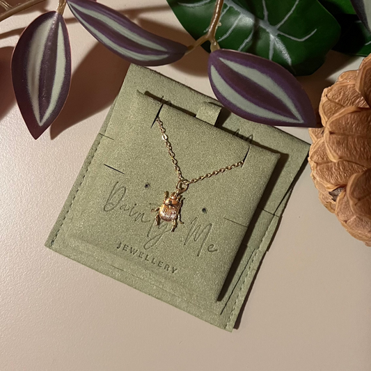 18k Gold Plated 18inch Necklace with 18k Gold Plated Beatle Pendant