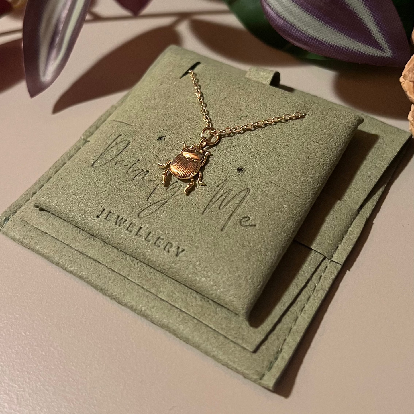 18k Gold Plated 18inch Necklace with 18k Gold Plated Beatle Pendant