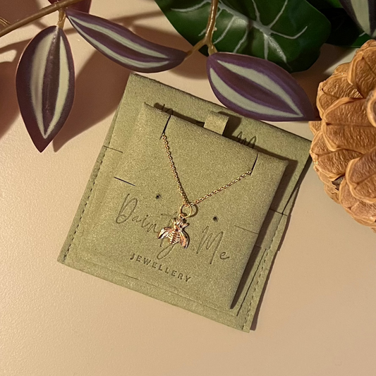 18k Gold Plated 18inch Necklace with 18k Gold Plated Bee Pendant
