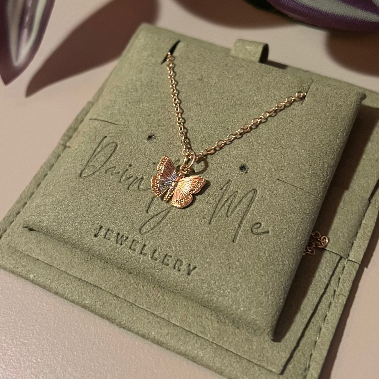 18k Gold Plated 18inch Necklace with 18k Gold Plated Butterfly Pendant