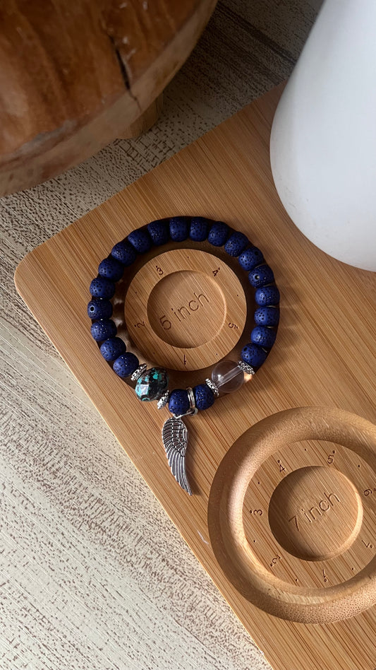 5 inch Beaded Bracelet - Purple with Charms
