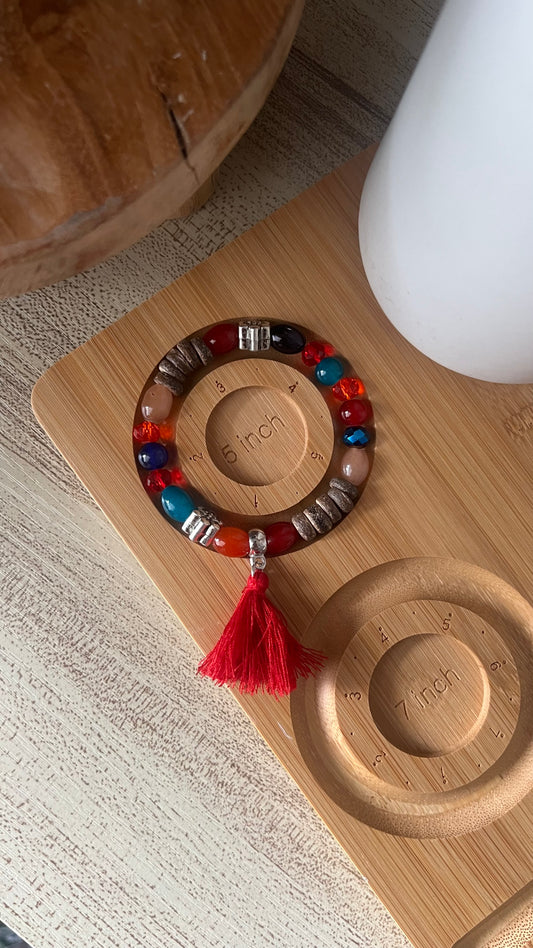 5 inch Beaded Bracelet - Multicoloured with Feather