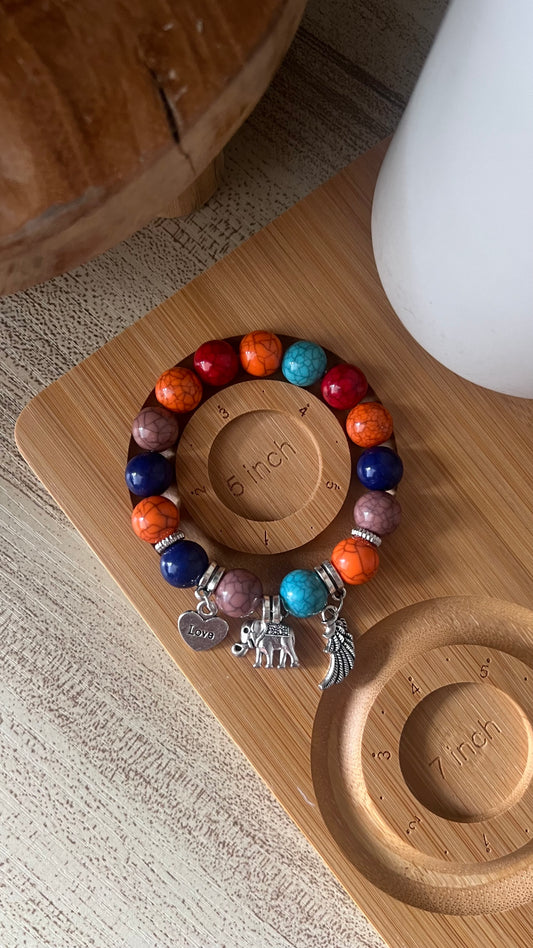 5 inch Beaded Bracelet - Multicoloured with Charms