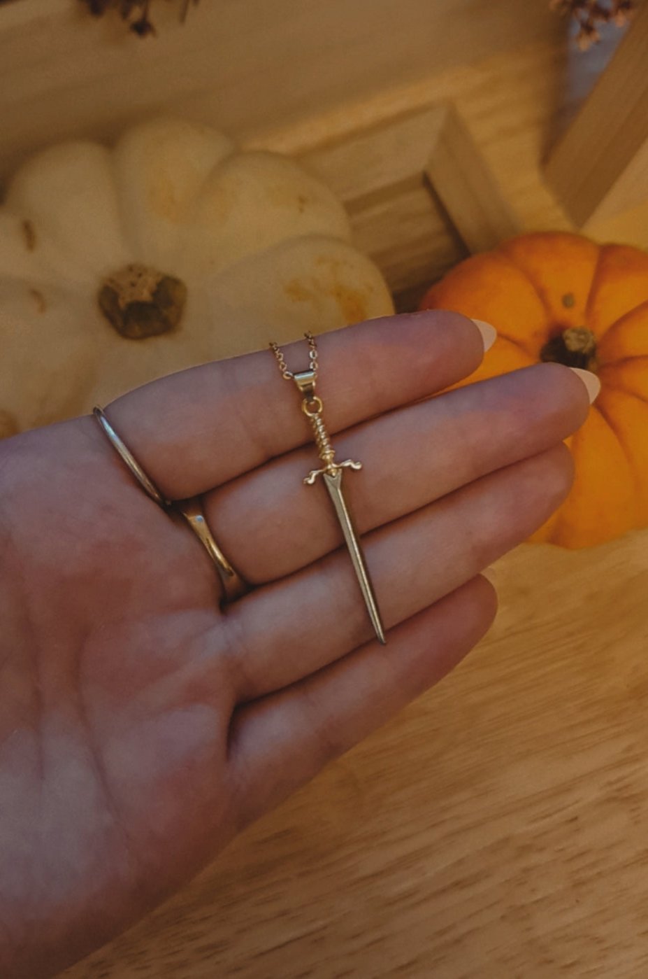 18k Gold Plated Sword Necklace | Mix Materials