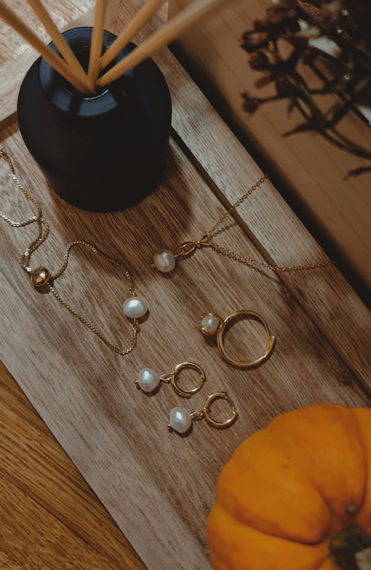 18k Gold Plated Pearl Jewellery Collection | Full Set